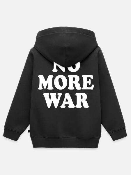 No more war - Lasten Premium vetoketjullinen huppari luomu - musta