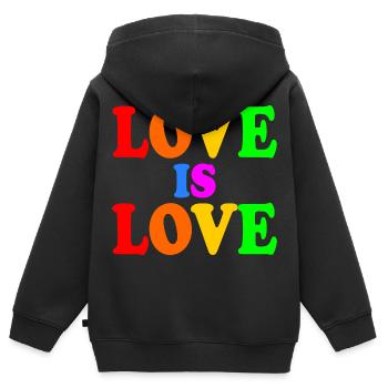 Love is love - Sweat Premium à capuche zippé enfant bio - noir - Dos - AI Model Kid Male (0cm)