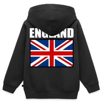 angleterre - Sweat Premium à capuche zippé enfant bio - noir - Dos - AI Model Kid Male (0cm)
