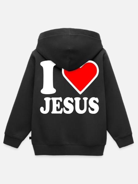 I love jesus - Premium børne zip-hættetrøje økologisk - sort