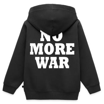 No more war - Sweat Premium à capuche zippé enfant bio - noir - Dos - AI Model Kid Male (0cm)