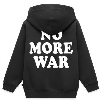 No more war - Sweat Premium à capuche zippé enfant bio - noir - Dos - AI Model Kid Male (0cm)
