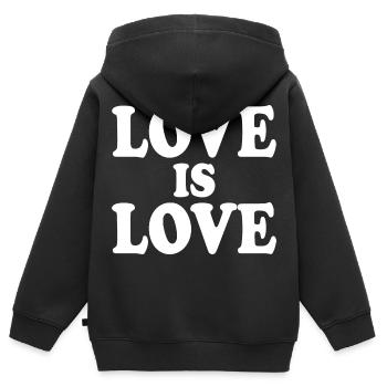 Love is love - Sweat Premium à capuche zippé enfant bio - noir - Dos - AI Model Kid Male (0cm)
