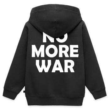 No more war - Sweat Premium à capuche zippé enfant bio - noir - Dos - AI Model Kid Male (0cm)