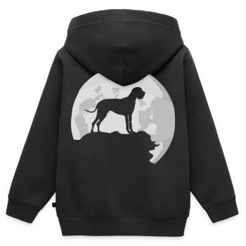 Silhouette de la Lune des Grands Danois - Sweat Premium à capuche zippé enfant bio - noir - Dos - AI Model Kid Male (0cm)