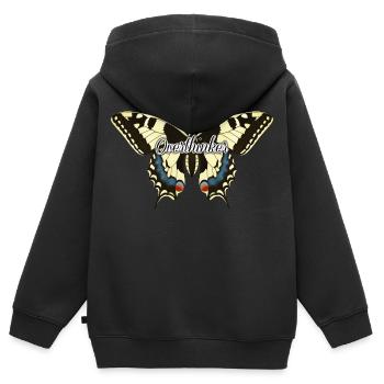 Overthinker Schmetterling - Kinder Premium Organic Zip Hoodie - Schwarz - Hinten - AI Model Kid Male (0cm)