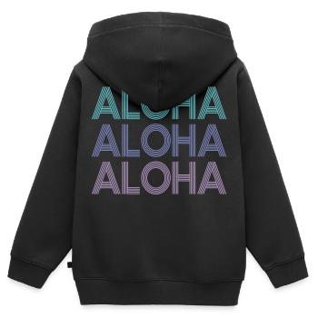 Aloha Aloha Aloha | Les couleurs peuvent être changées - Sweat Premium à capuche zippé enfant bio - noir - Dos - AI Model Kid Male (0cm)
