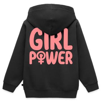 Mädchenpower Frauenpower Symbol | Farbe änderbar - Kinder Premium Organic Zip Hoodie - Schwarz - Hinten - AI Model Kid Male (0cm)
