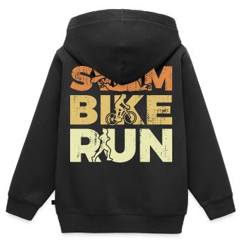Triathlon Filles - Sweat Premium à capuche zippé enfant bio - noir - Dos - AI Model Kid Male (0cm)