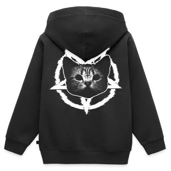 Chat satanique dans Pentagramme - Sweat Premium à capuche zippé enfant bio - noir - Dos - AI Model Kid Male (0cm)