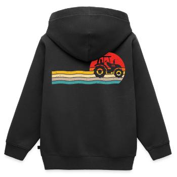 Retro t-shirt traktor für landwirt trecker - Kinder Premium Organic Zip Hoodie - Schwarz - Hinten - AI Model Kid Male (0cm)