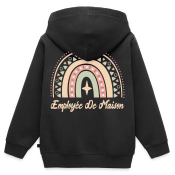 Cadeau Employée De Maison. employée de maison. - Sweat Premium à capuche zippé enfant bio - noir - Dos - AI Model Kid Male (0cm)