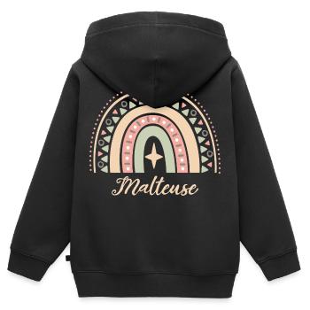 Cadeau Malteuse. Boho Rainbow malteuse. - Sweat Premium à capuche zippé enfant bio - noir - Dos - AI Model Kid Male (0cm)