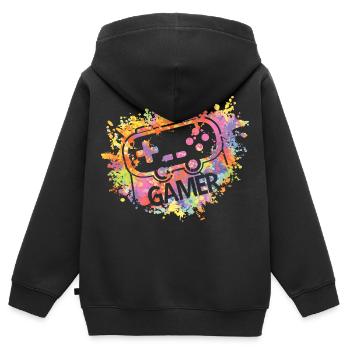Gamer Colorful Splash Video Game Console Gaming - Kids Premium Organic Zip-up Hoodie - black - Back - AI Model Kid Male (0cm)