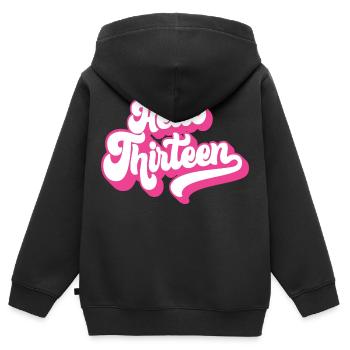 Geschenk zum 13. Geburtstag, Hallo Dreizehn, 13 Jahre - Kinder Premium Organic Zip Hoodie - Schwarz - Hinten - AI Model Kid Male (0cm)