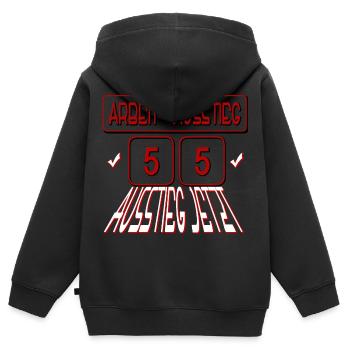 AT 55 à REENTE - Sortie de travaux - sortie maintenant - Sweat Premium à capuche zippé enfant bio - noir - Dos - AI Model Kid Male (0cm)