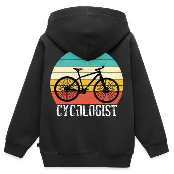 Cycologist Funny Vintage Cycling Cyclist - Kinder Premium Organic Zip Hoodie - Schwarz - Hinten - AI Model Kid Male (0cm)