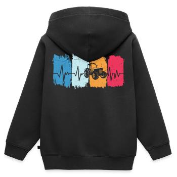 landwirt retro traktor herzschlag bauer trecker - Kinder Premium Organic Zip Hoodie - Schwarz - Hinten - AI Model Kid Male (0cm)