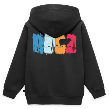 sheep retro heartbeat t-shirt sheep - Kids Premium Organic Zip-up Hoodie - black - Back - AI Model Kid Male (0cm)