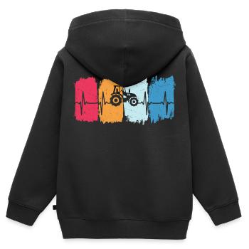 Retro traktor herzschlag trecker t-shirt landwirt - Kinder Premium Organic Zip Hoodie - Schwarz - Hinten - AI Model Kid Male (0cm)