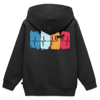 pferd retro herzschlag reiterin - Kinder Premium Organic Zip Hoodie - Schwarz - Hinten - AI Model Kid Male (0cm)