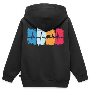 rollerfahren retro herzschlag scooter moped - Kinder Premium Organic Zip Hoodie - Schwarz - Hinten - AI Model Kid Male (0cm)