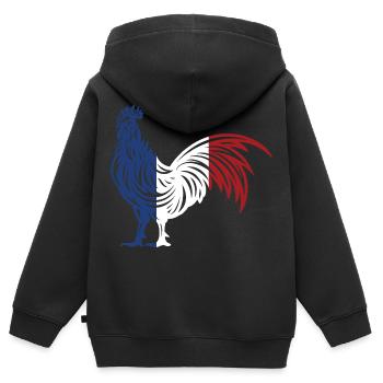 Drapeau de la France - Drapeau France - Racines - Sweat Premium à capuche zippé enfant bio - noir - Dos - AI Model Kid Male (0cm)