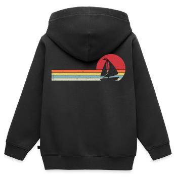 Segelboot Retro T-Shirt Segelboot Boot - Kinder Premium Organic Zip Hoodie - Schwarz - Hinten - AI Model Kid Male (0cm)