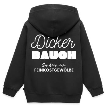 Dicke Bauch Feinkost Gewölbe - Kinder Premium Organic Zip Hoodie - Schwarz - Hinten - AI Model Kid Male (0cm)