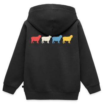 Retro Schaf Schaf T-Shirt - Kinder Premium Organic Zip Hoodie - Schwarz - Hinten - AI Model Kid Male (0cm)