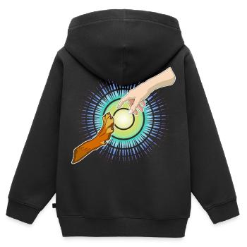 Hundepfote Menschenhand - Kinder Premium Organic Zip Hoodie - Schwarz - Hinten - AI Model Kid Male (0cm)