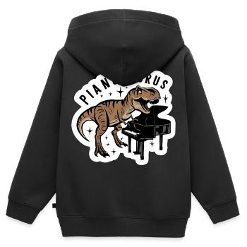 Pianosaurus Virtuoso Stegosaurus mit Frack Klavier - Kinder Premium Organic Zip Hoodie - Schwarz - Hinten - AI Model Kid Male (0cm)