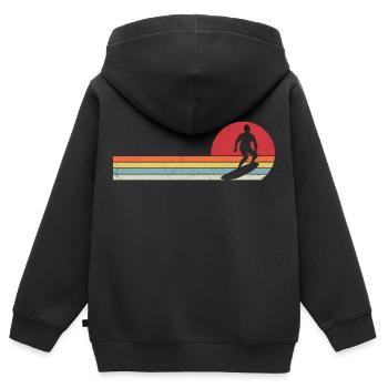 Retro Surf Surfen Surfer - Kinder Premium Organic Zip Hoodie - Schwarz - Hinten - AI Model Kid Male (0cm)
