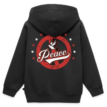 Peace - Kinder Premium Organic Zip Hoodie - Schwarz - Hinten - AI Model Kid Male (0cm)