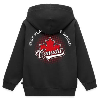 Canada - Sweat Premium à capuche zippé enfant bio - noir - Dos - AI Model Kid Male (0cm)