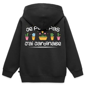 Ich kann keine Gartenarbeit haben - Kinder Premium Organic Zip Hoodie - Schwarz - Hinten - AI Model Kid Male (0cm)