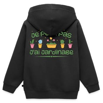 Ich kann keine Gartenarbeit haben - Kinder Premium Organic Zip Hoodie - Schwarz - Hinten - AI Model Kid Male (0cm)