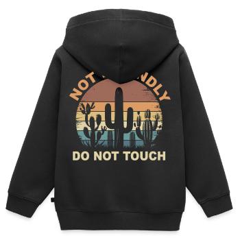 Nicht freundlich Nicht berühren Sarkastisches Zitat Lustig - Kinder Premium Organic Zip Hoodie - Schwarz - Hinten - AI Model Kid Male (0cm)