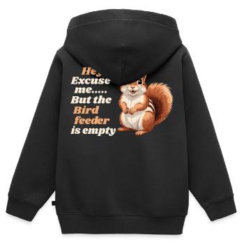 Hey, Excuse Me But Your Birdfeeder Is Empty Funny - Sweat Premium à capuche zippé enfant bio - noir - Dos - AI Model Kid Male (0cm)