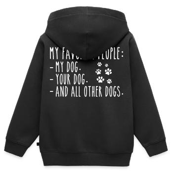 Meine Lieblingsmenschen sind Mein Hund, Dein Hund Andere Hunde - Kinder Premium Organic Zip Hoodie - Schwarz - Hinten - AI Model Kid Male (0cm)