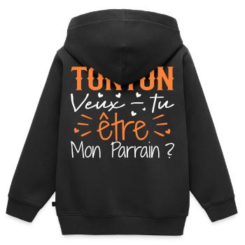 Onkel: Willst du Mein Pate sein? - Kinder Premium Organic Zip Hoodie - Schwarz - Hinten - AI Model Kid Male (0cm)