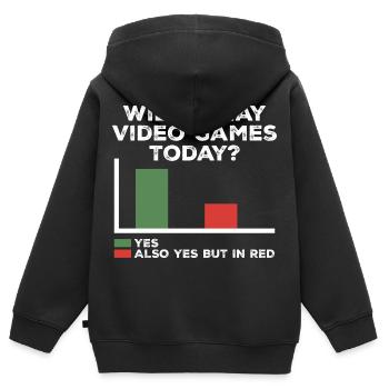 Werde ich heute Videospiele spielen | Videospiele - Kinder Premium Organic Zip Hoodie - Schwarz - Hinten - AI Model Kid Male (0cm)