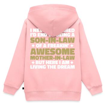 Schwiegersohn einer verdammt geilen Schwiegermutter - Kinder Premium Organic Zip Hoodie - Rosa - Hinten - AI Model Kid Female (0cm)