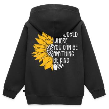 in a world where you can be anything be kind - Kids Premium Organic Zip-up Hoodie - black - Back - AI Model Kid Male (0cm)