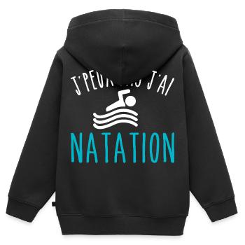 Schwimmen Ich kann nicht schwimmen Schwimmer - Kinder Premium Organic Zip Hoodie - Schwarz - Hinten - AI Model Kid Male (0cm)