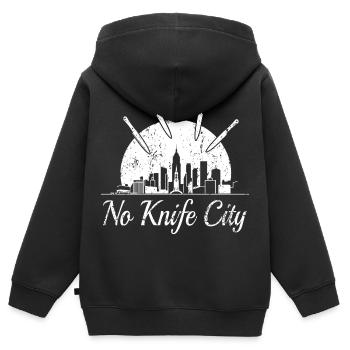 Keine Messer Stadt, - Kinder Premium Organic Zip Hoodie - Schwarz - Hinten - AI Model Kid Male (0cm)