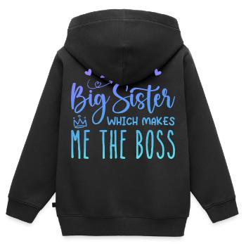 Ich bin die große Schwester - Kinder Premium Organic Zip Hoodie - Schwarz - Hinten - AI Model Kid Male (0cm)