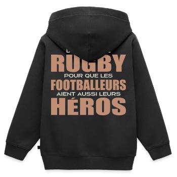 Rugby, Rugby Sport, Rugby Humor, Rugby - Kinder Premium Organic Zip Hoodie - Schwarz - Hinten - AI Model Kid Male (0cm)
