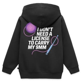 Je n’ai pas besoin de certificat pour ma laine - Sweat Premium à capuche zippé enfant bio - noir - Dos - AI Model Kid Male (0cm)