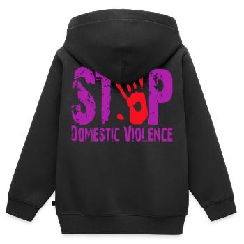 October Stop Domestic Violence Awareness - Kids Premium Organic Zip-up Hoodie - black - Back - AI Model Kid Male (0cm)